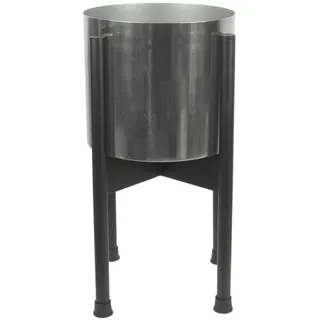 Leaf Mittelgroßer Ständer mit silbernem Metall-Pflanzgefäß, 38,5 cm x 18 cm, schwarz/silberfarben, 38.5cm
