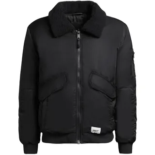 khujo Bomberjacke "Bomberjacke Ground" ohne Kapuze Weite Herren Winterjacke mit abnehmbarem Kunstpelz-Besatz, schwarz