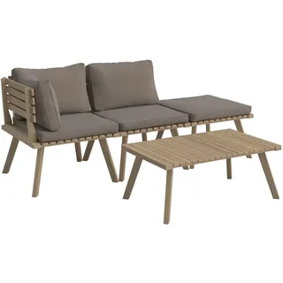 Ambia Garden Gartenset , Grau, Akaziefarben , Holz, Textil , Akazie , massiv , Füllung: Polyester,Polyester , 186x60 cm , FSC 100% , wetterfest , Gartenmöbel, Gartengarnituren, Gartenmöbel-sets