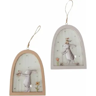 Boltze Dekoanhänger Knuffi 2-fach Sortiert 16 cm x 12,5 cm x 1 cm Braun-Grau