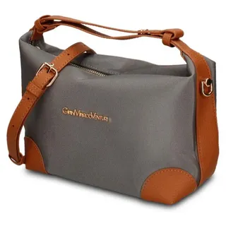 Handtasche für Damen, neu, aus veganem Leder, zweifarbig, schwarz und braun - Grau