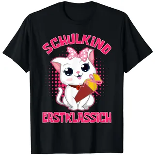 Schulkind Erstklassig Katze mit Schultüte Einschulung T-Shirt