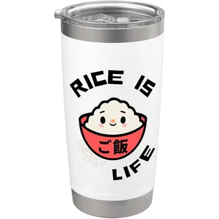 Rice is Life Rote Reisschale Asiatisches Essen Gohan Reis Doppelwandiger Edelstahl-Thermobecher
