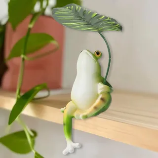 HENGBIRD Frosch Gartendeko Figur Harz wetterfest – Lustige Teichdeko für draußen, Mini Teich Deko Figur für Garten & Balkon, Gartenfigur wetterfest für Miniteich, Blumentopf, Gartenteich