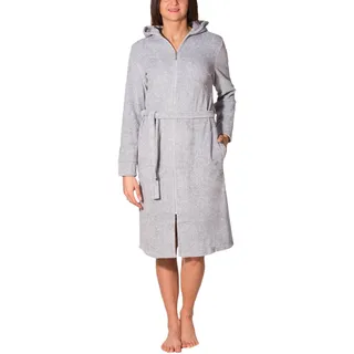 Damenbademantel AQUARTI "Bademantel Aquarti Damen Bademantel mit Reißverschluss Lang" Gr. M, grau (melange, grau), M, Obermaterial: 40% Baumwolle CO. 40% Viskose CV. 20% Polyester PES., Hausmäntel, Damenbademantel