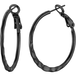 FOCALOOK Creolen Silber/Gold/Schwarz Damen Edelstahl Kreolen Ohrringe 30mm 40mm 60mm 80mm Kreis Creolen groß/Mittelgroß Huggie Hoop Ohrstecker