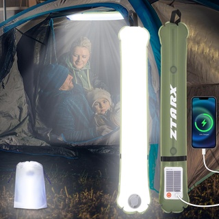 Qoolife LED Campinglampe Aufladbar, Faltbare Solar Camping Licht Lampe Energienbank mit 2 Lademethoden (Solar/USB) und 4 Lichtmodi für Outdoor Camping, Stromausfällen, Notfall, Ausfälle, Angeln 60CM