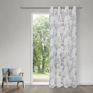 Gerster Happy Home Ösenschal Blume weiß B/L: ca. 140x245 cm - weiß, taupe),