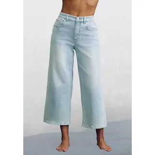 7/8-Jeans LASCANA "in modischer Culotte-Form", Damen, Gr. 36, N-Gr, blau (light blau washed), Denim/Jeans, Obermaterial: 98% Baumwolle, 2% Elasthan, unifarben, figurumspielend knöchelfrei, Jeans 7/8-Jeans, aus Baumwoll-Denim, Straight-Leg, Sommerhose