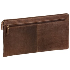 LEAS Banktasche & Geldtasche extra groß im Vintage-Style Echt-Leder, braun Special-Edition 33x18x1cm (BxHxT)