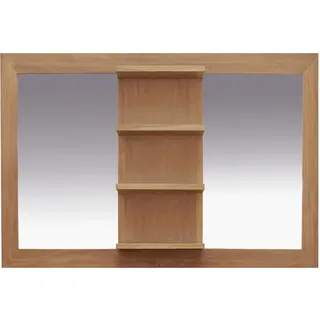 Teako Design Spiegel Kramfors Teak Massivholz mit Ablage - Badspiegel 120/150/180cm (80 x 120 x 13 cm)