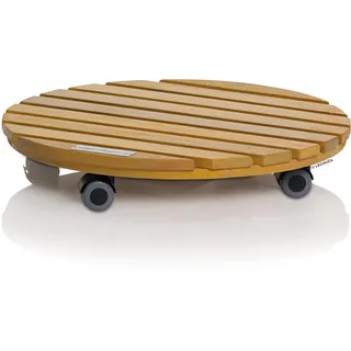 LECHUZA-Rolluntersetzer Natural Wood 40 Round Eukalyptusholz, Ø 40 x 7 cm, 16783
