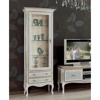 Wohnzimmer rtv Vitrine tv Sideboard Schrank Tisch Vitrinen Holz Möbel Set 3tlg - Weiß