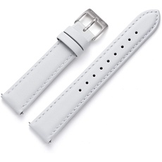 Kistanio 18 mm Uhrenarmband in Weiß aus Echtleder mit Edelstahl Dornschließe LB-WH-18-SI