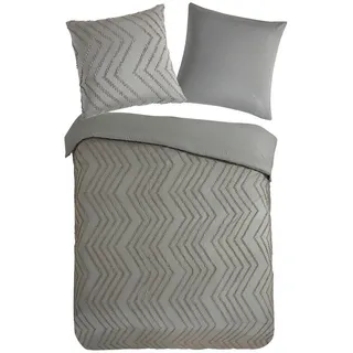 Muller Textiles Bettwäsche Zigzag, taupe Polyester B/L: ca. 135x200 cm, - taupe