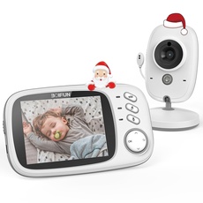 BOIFUN Babyphone mit Kamera, VOX Babyfon, Nachtsicht Baby, Wecker, Temperaturüberwachung, Video Überwachung mit 3.2" Digital LCD Bildschirm Wireless,Gegensprechfunktion, Wiederaufladbar, 240p