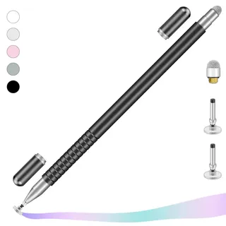 iMoebel Tablet Stift Eingabestift Universal, 2 in 1 Touchscreen Stift Stylus Pen mit 2 Magnetischen Kappen für Tablets Handy iPad iPhone Smartphone Samsung Huawei usw., Schwarz