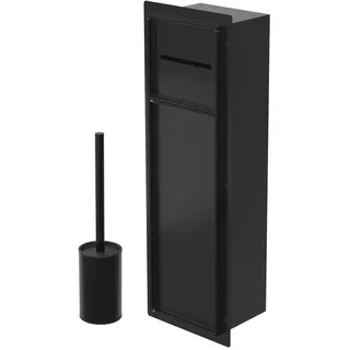 LuxeBath Unterputz-Schrankmodul WC aus Edelstahl schwarz matt 60x20x14 cm , Schwarz , Metall , 14x60x20 cm , Badezimmer, WC Ausstattung, WC-Bürsten