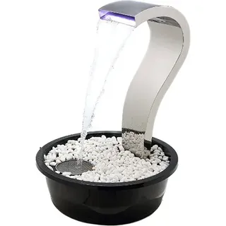 Köhko® Wasserfall Schwan aus Edelstahl 23005 Wasserspiel mit LED-Beleuchtung