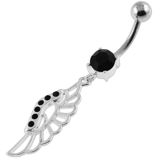 Firetti Bauchnabelpiercing »Schmuck Geschenk Piercing Silber 925 Körperschmuck WINGS Flügel«, mit Zirkonia (synth.), silberfarben