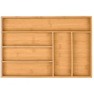 Relaxdays Besteckkasten , Hellbraun , Holz, Holzwerkstoff , 44.5x5x30 cm , Küchenzubehör, Küchenhelfer, Besteckeinsätze