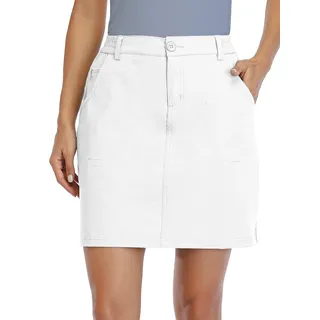 WILLIT Damen Skort Sportrock Golfrock Freizeit Rock Skort mit Hose UPF 50+ Schnelltrockner Outdoor Wandern mit Taschen Weiß L