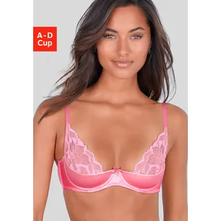 Büstenhebe LASCANA, Damen, Gr. 70, Cup C, pink, Spitze, Obermaterial: 76% Polyamid, 16% Elasthan, 8% Polyester, BHs Büstenhebe, aus edlem Satin-Material mit dezent transparenter Spitze, sexy Dessous
