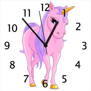 Wallario Design Wanduhr Einhorn in rosa mit Schweif in lila II aus Echtglas, Größe 30 x 30 cm