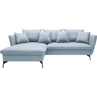 Andas Ecksofa »LIVORNO,258 cm, L-Form,«, Schlaffunktion u. Bettkasten (139/224cm), Samt, Struktur, Webstoff, grau