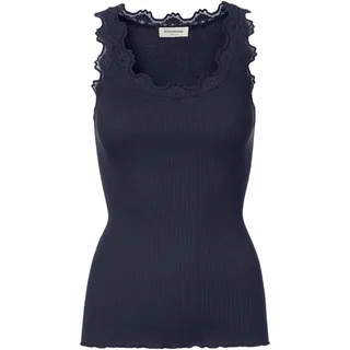 rosemunde Tanktop »Babette Silk Top« Vintage-Spitzenbesatz, breite Träger, feminin, bequem, Seidenmix, blau