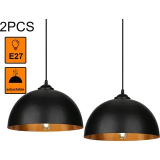 SWANEW 2x Pendelleuchte Lampenschirm LED E27 Fassung Hängelampe Hänge-Leuchte Leuchte - Schwarz