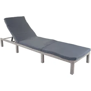 Mendler Poly-Rattan Sonnenliege 198 x 60 x 71 cm Grau
