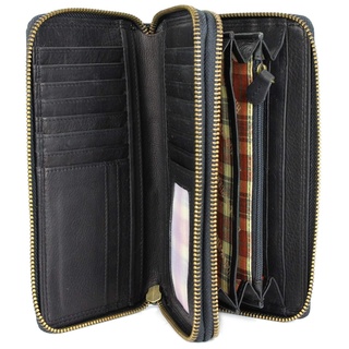 Hochwertige XXL Vintage Leder Damen Geldbörse Portemonnaie langes Portmonee Geldbeutel Organizer aus weichem Leder mit extra vielen Fächern inkl. RFID in schwarz - 20x11x3,5cm (B x H x T)