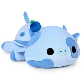 Plüschtier Kuh Kuscheltier Stofftier Kawaii Milchkuh Wurfkissen Blau 30cm - Blau