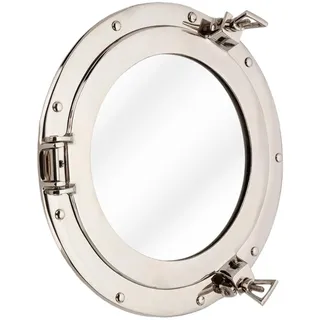 Hind Handicrafts Wandmontierter Vintage-Schiff-Spiegel mit Bullaugen-Motiv, für Heimdekoration, Piraten-Motiv, maritim, nautisches Thema, Kosmetikspiegel (30,5 cm, Nickel-Chrom)