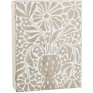 DRW Schlüsselkasten aus Holz in Weiß und Natur, 20 x 5,5 x 26 cm