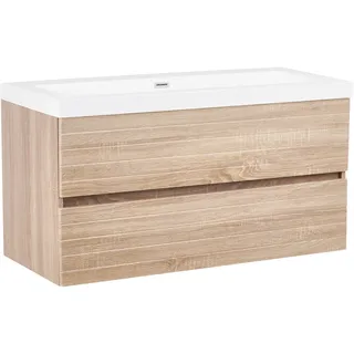 Beliani Waschbeckenunterschrank 100 x 55 x 46 cm Hellbraun Urucu