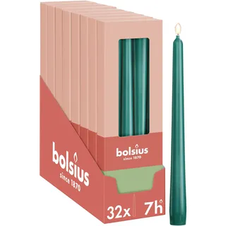Bolsius - glatte Spitzkerzen - Grün - 24,5 cm - 32 Stück - 7,5 stunden - dekorative Kerzen – ohne Palmöl – Mit natürlichem Pflanzenwachs