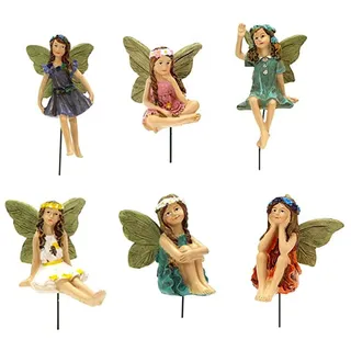 LSRVNM 6 Stück Harz-feen Statuen Zubehör, Fairy Garden Miniatur Feen Figuren Elfen, für Garten Outdoor Blumentopf Puppenhaus Deko