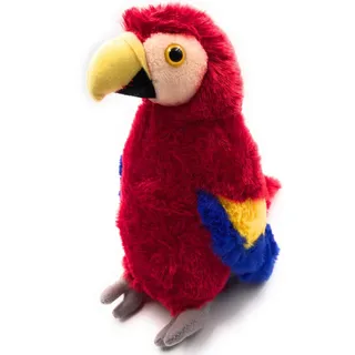 Onwomania Plüschtier Stofftier Kuscheltier Papagei Vogel Hellroter Ara Höhe 23 cm Rot