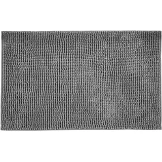Allstar Badematte Chenille, waschbar, Anti-Rutsch Matte für einen sicheren Stand im Badezimmer, weicher Hochflor Badteppich aus 100% Polyester, schnelltrocknend und hygienisch, 50 x 80 cm, Anthrazit