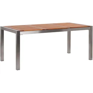 Beliani Gartentisch 180 x 90 x 74 cm Braun/Silber