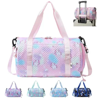 YOUYIKE Sporttasche Mädchen, Einhorn Yogatasche, Reisetasche Kinder, Schwimmtasche, Wasserdicht Turnbeutel, Gym Bag, Sportrucksack, Trainingstasche mit Schuhfach & Nassfach, Rosa