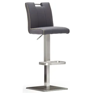 Bistrostuhl MCA FURNITURE "BARBECOOL Barhocker Bistrostuhl Tresenhocker", grau (grau, edelstahl gebürstet), B:40cm H:89cm T:51cm, Kunstleder, Stühle, Bistrostuhl, mit Rückenlehne, Bodenplatte eckig, 180 drehbar, Sitzhöhe von 55-80cm