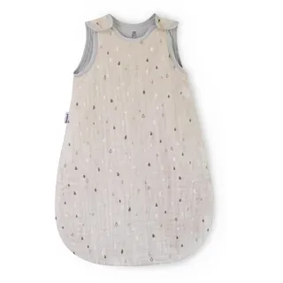 Ehrenkind® Baby Sommerschlafsack Rund Musselin | aus weicher OEKO-TEX zertifizierter Bio-Baumwolle | Sommer Baby Schlafsack Baby 1 TOG Gr. 50/56 Natur-Graue Tropfen
