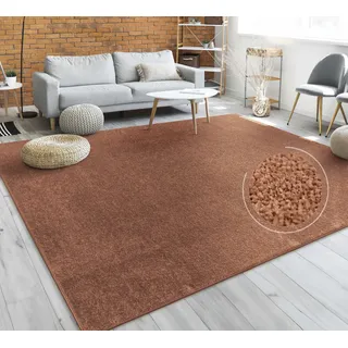 Paco Home Teppich PACO HOME "Porto 890", braun (kupferfarben), B:60cm H:13mm L:100cm, Obermaterial: 100% Polypropylen, Teppiche, Teppich, Kurzflor, Uni-Farben, ideal im Wohnzimmer & Schlafzimmer