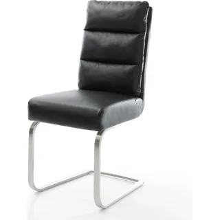 DELIFE Freischwinger Pela-Flex Echt-Leder Schwarz Freischwinger flach Edelstahl Taschenfederkern - Schwarz
