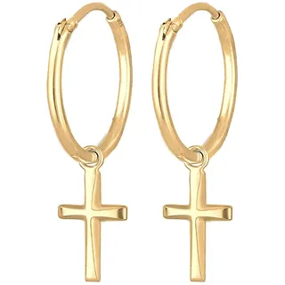 Elli Ohrringe Damen Creolen Hänger Kreuz Religion 925 Silber