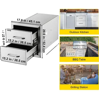 Außenküchenschublade, doppeltes Stauraumdesign, korrosionsbeständiges Material, 18Wx20.5H Doppel