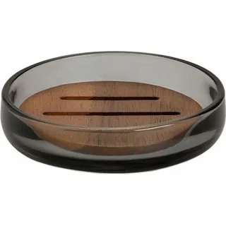 Andrea House Seifenschale ba73071 Glas Grau Akazienholz - Grau